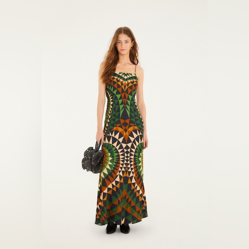 Farm Rio Multicolor Heart Deco Slip Maxi Dress